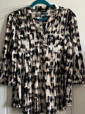 NWT Cocomo Pleated Abstract Pullover Top L